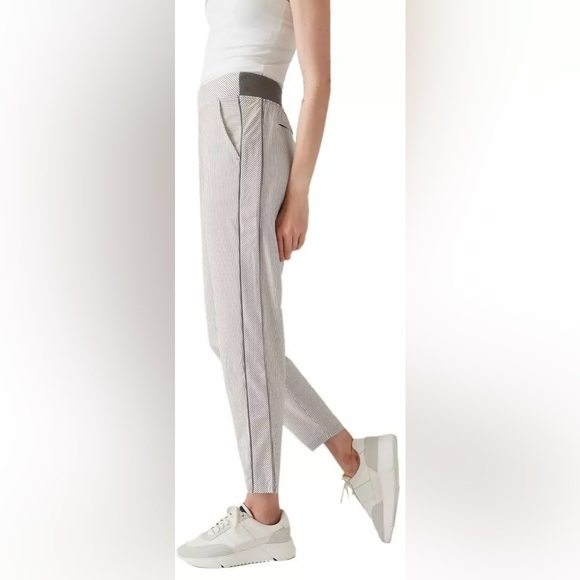 Athleta White and Gray Striped Brooklyn Ankle Pants Size 0 - Picture 1 of 8